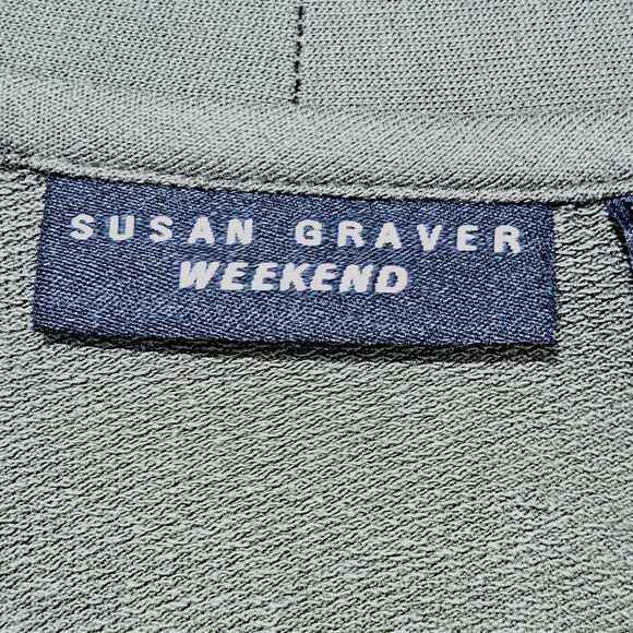 Susan Graver Weekend Knit Cardigan Sz XL Olive Green Soft Rayon Minimalist NWOT - Picture 3 of 6